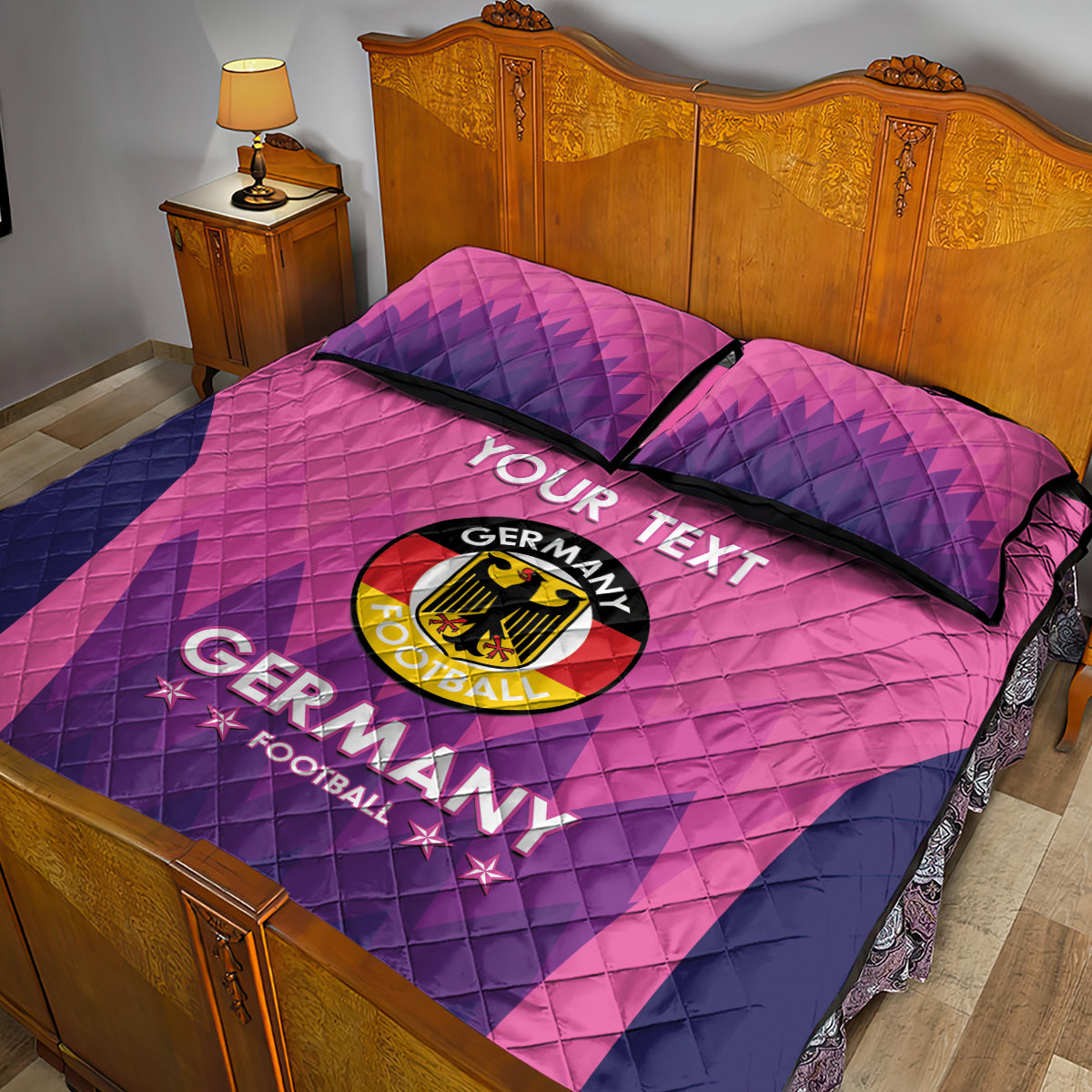 Custom Germany Football Quilt Bed Set 2024 Nationalelf - Pink Version - Wonder Print Shop