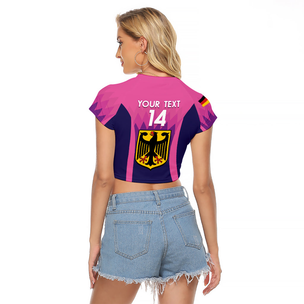 Custom Germany Football Raglan Cropped T Shirt 2024 Nationalelf - Pink Version - Wonder Print Shop