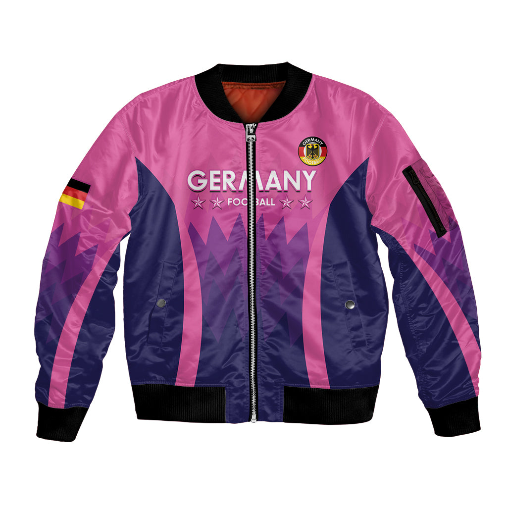 Custom Germany Football Sleeve Zip Bomber Jacket 2024 Nationalelf - Pink Version - Wonder Print Shop