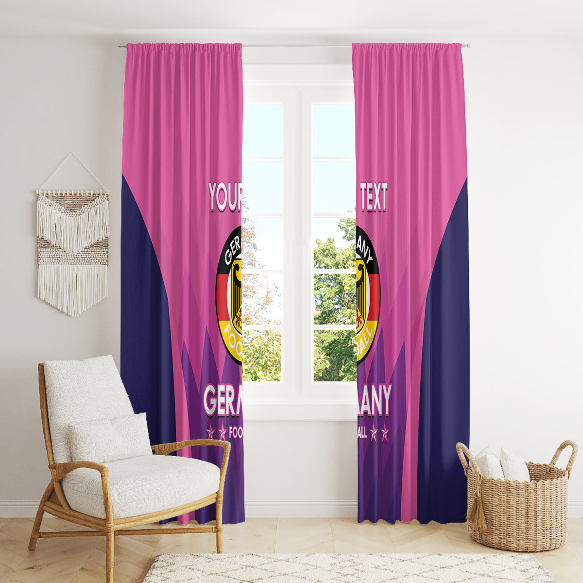 Custom Germany Football Window Curtain 2024 Nationalelf - Pink Version - Wonder Print Shop