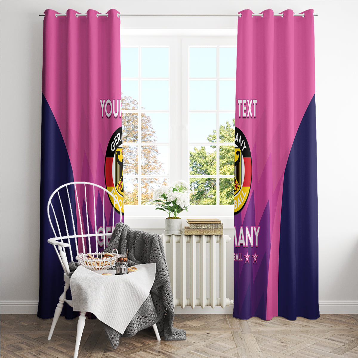 Custom Germany Football Window Curtain 2024 Nationalelf - Pink Version - Wonder Print Shop