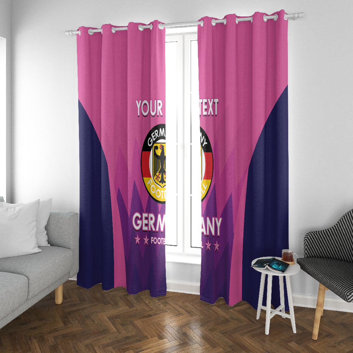 Custom Germany Football Window Curtain 2024 Nationalelf - Pink Version - Wonder Print Shop