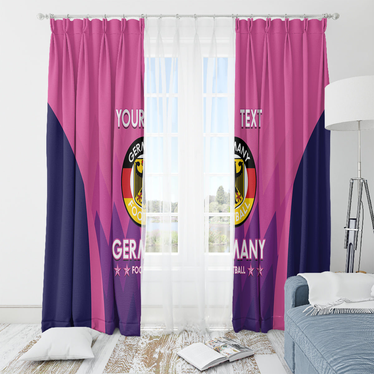 Custom Germany Football Window Curtain 2024 Nationalelf - Pink Version - Wonder Print Shop
