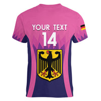 Custom Germany Football Women V-Neck T-Shirt 2024 Nationalelf - Pink Version - Wonder Print Shop