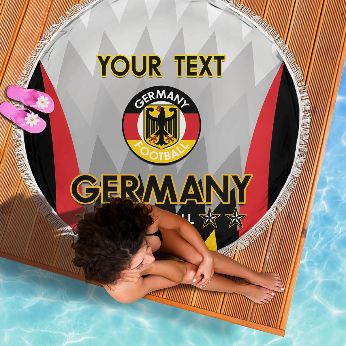 Custom Germany Football Beach Blanket 2024 Nationalelf - White Version - Wonder Print Shop