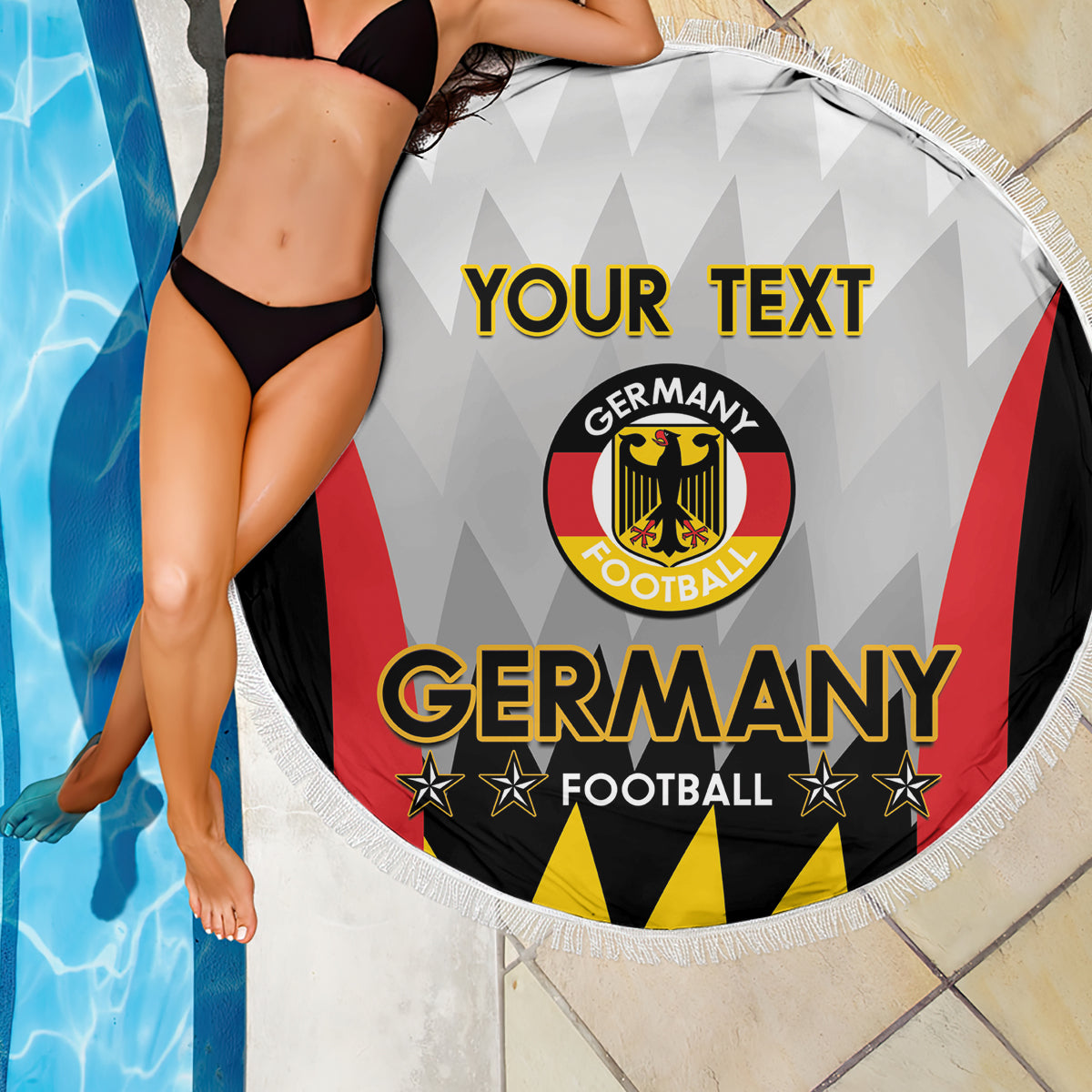 Custom Germany Football Beach Blanket 2024 Nationalelf - White Version - Wonder Print Shop