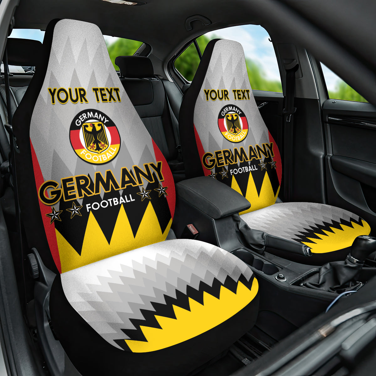 Custom Germany Football Car Seat Cover 2024 Nationalelf - White Version - Wonder Print Shop