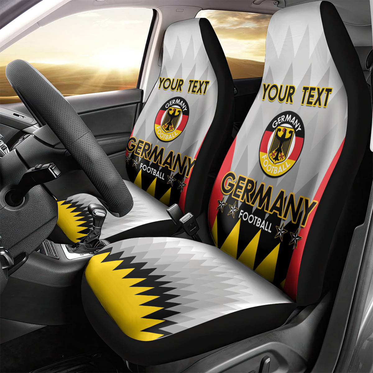 Custom Germany Football Car Seat Cover 2024 Nationalelf - White Version - Wonder Print Shop