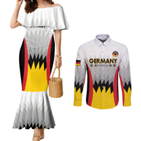 Custom Germany Football Couples Matching Mermaid Dress and Long Sleeve Button Shirt 2024 Nationalelf - White Version