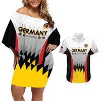 Custom Germany Football Couples Matching Off Shoulder Short Dress and Hawaiian Shirt 2024 Nationalelf - White Version - Wonder Print Shop