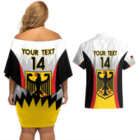 Custom Germany Football Couples Matching Off Shoulder Short Dress and Hawaiian Shirt 2024 Nationalelf - White Version - Wonder Print Shop