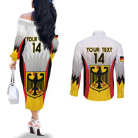 Custom Germany Football Couples Matching Off The Shoulder Long Sleeve Dress and Long Sleeve Button Shirt 2024 Nationalelf - White Version