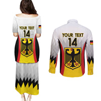 Custom Germany Football Couples Matching Puletasi and Long Sleeve Button Shirt 2024 Nationalelf - White Version - Wonder Print Shop