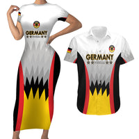 Custom Germany Football Couples Matching Short Sleeve Bodycon Dress and Hawaiian Shirt 2024 Nationalelf - White Version - Wonder Print Shop