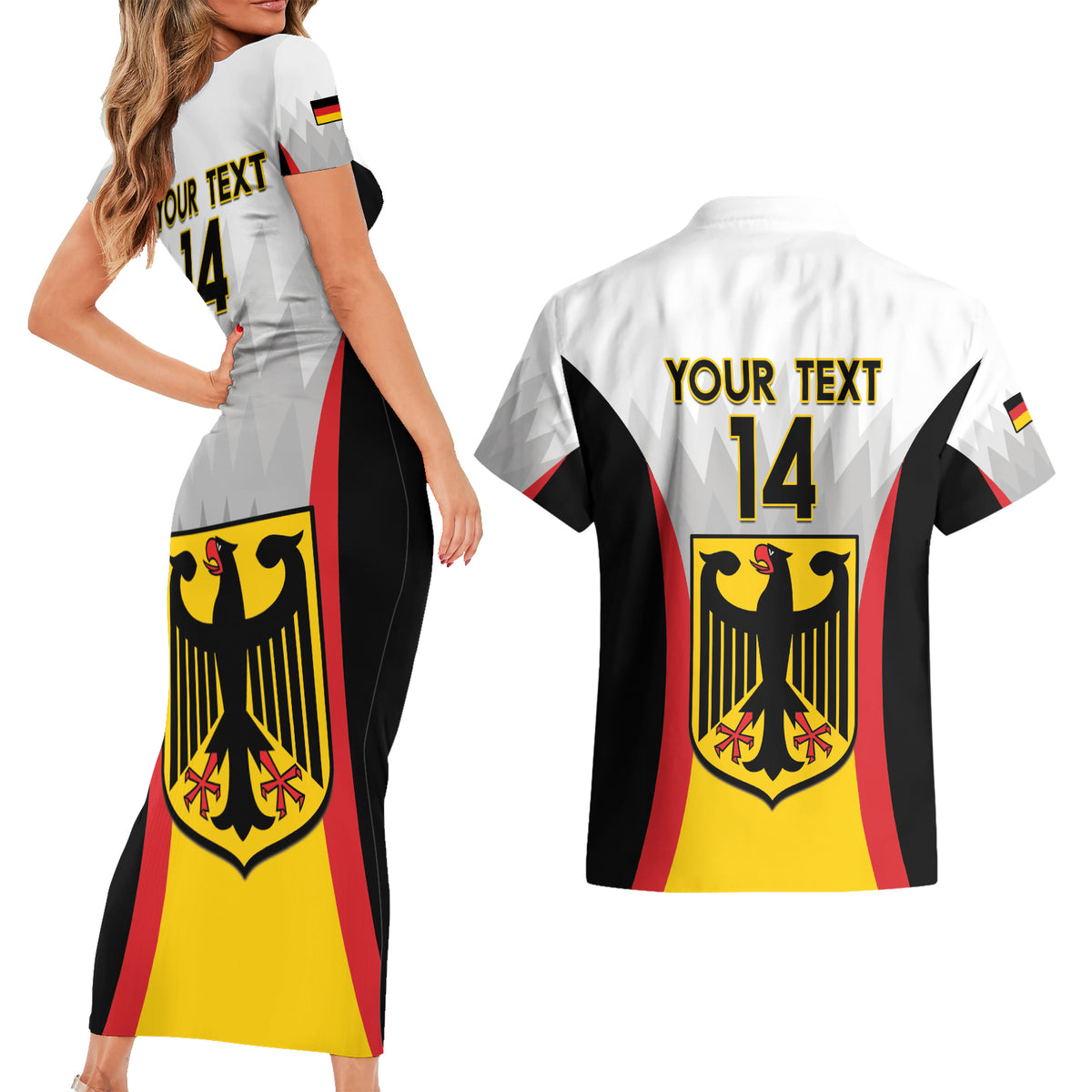Custom Germany Football Couples Matching Short Sleeve Bodycon Dress and Hawaiian Shirt 2024 Nationalelf - White Version - Wonder Print Shop