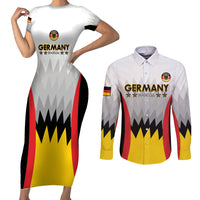 Custom Germany Football Couples Matching Short Sleeve Bodycon Dress and Long Sleeve Button Shirt 2024 Nationalelf - White Version - Wonder Print Shop