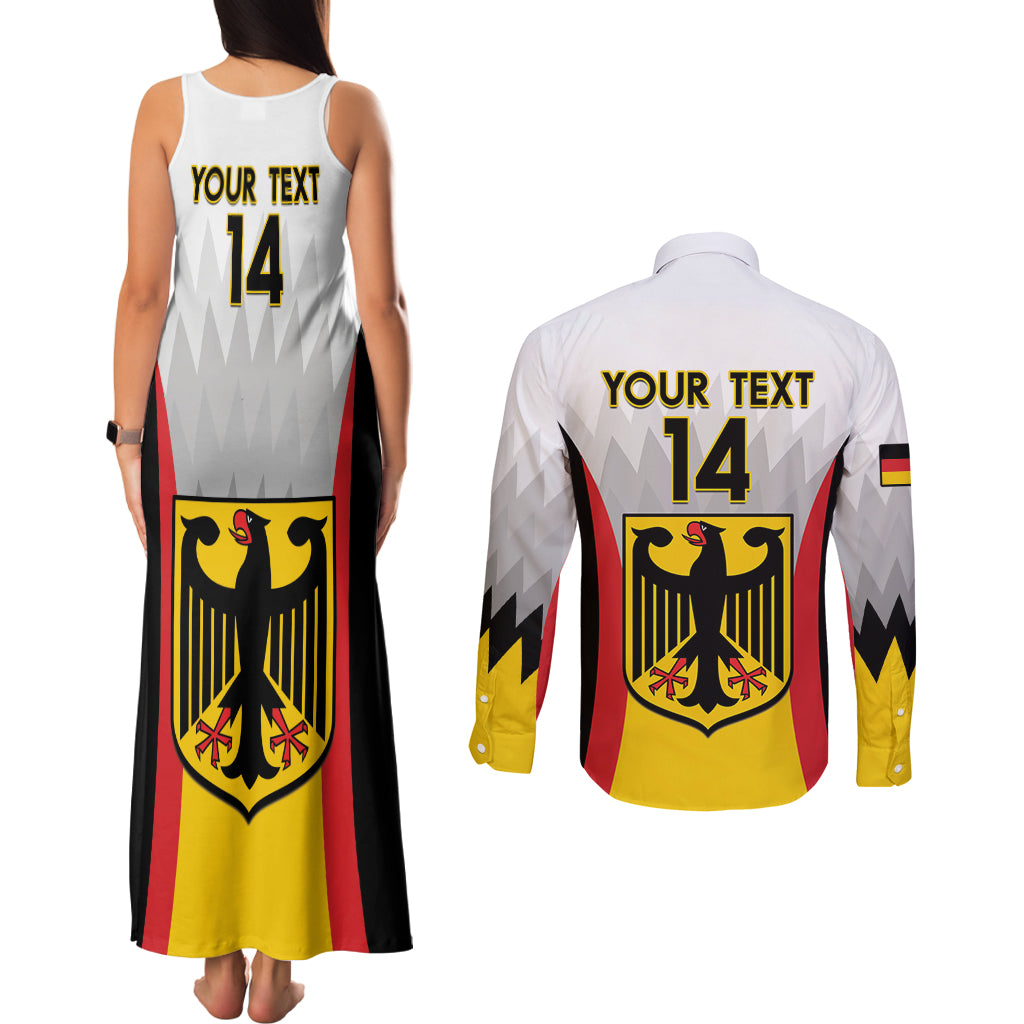 Custom Germany Football Couples Matching Tank Maxi Dress and Long Sleeve Button Shirt 2024 Nationalelf - White Version - Wonder Print Shop
