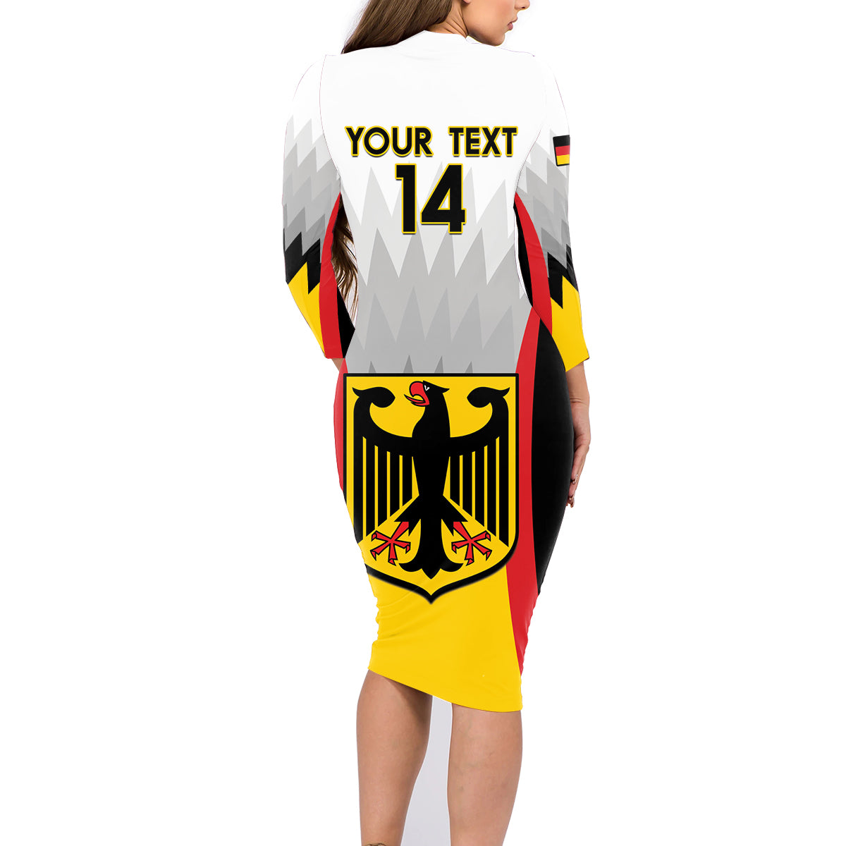 Custom Germany Football Family Matching Long Sleeve Bodycon Dress and Hawaiian Shirt 2024 Nationalelf - White Version - Wonder Print Shop
