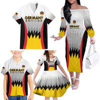 Custom Germany Football Family Matching Off The Shoulder Long Sleeve Dress and Hawaiian Shirt 2024 Nationalelf - White Version - Wonder Print Shop