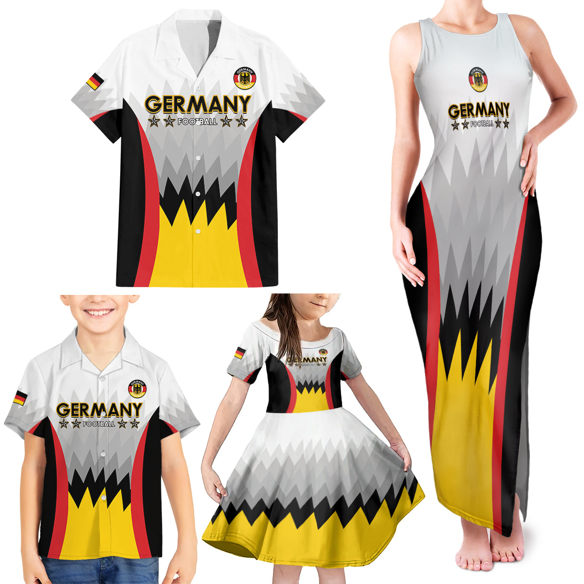 Custom Germany Football Family Matching Tank Maxi Dress and Hawaiian Shirt 2024 Nationalelf - White Version - Wonder Print Shop