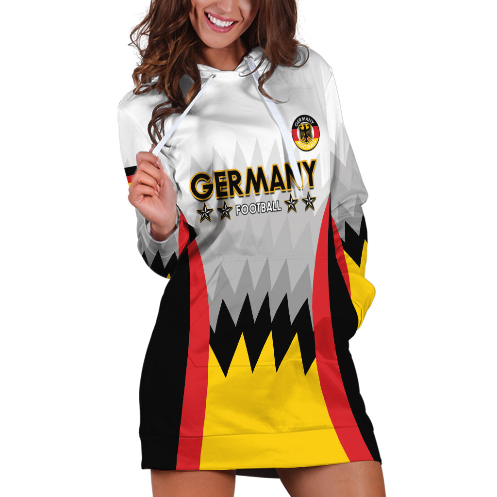 Custom Germany Football Hoodie Dress 2024 Nationalelf - White Version - Wonder Print Shop