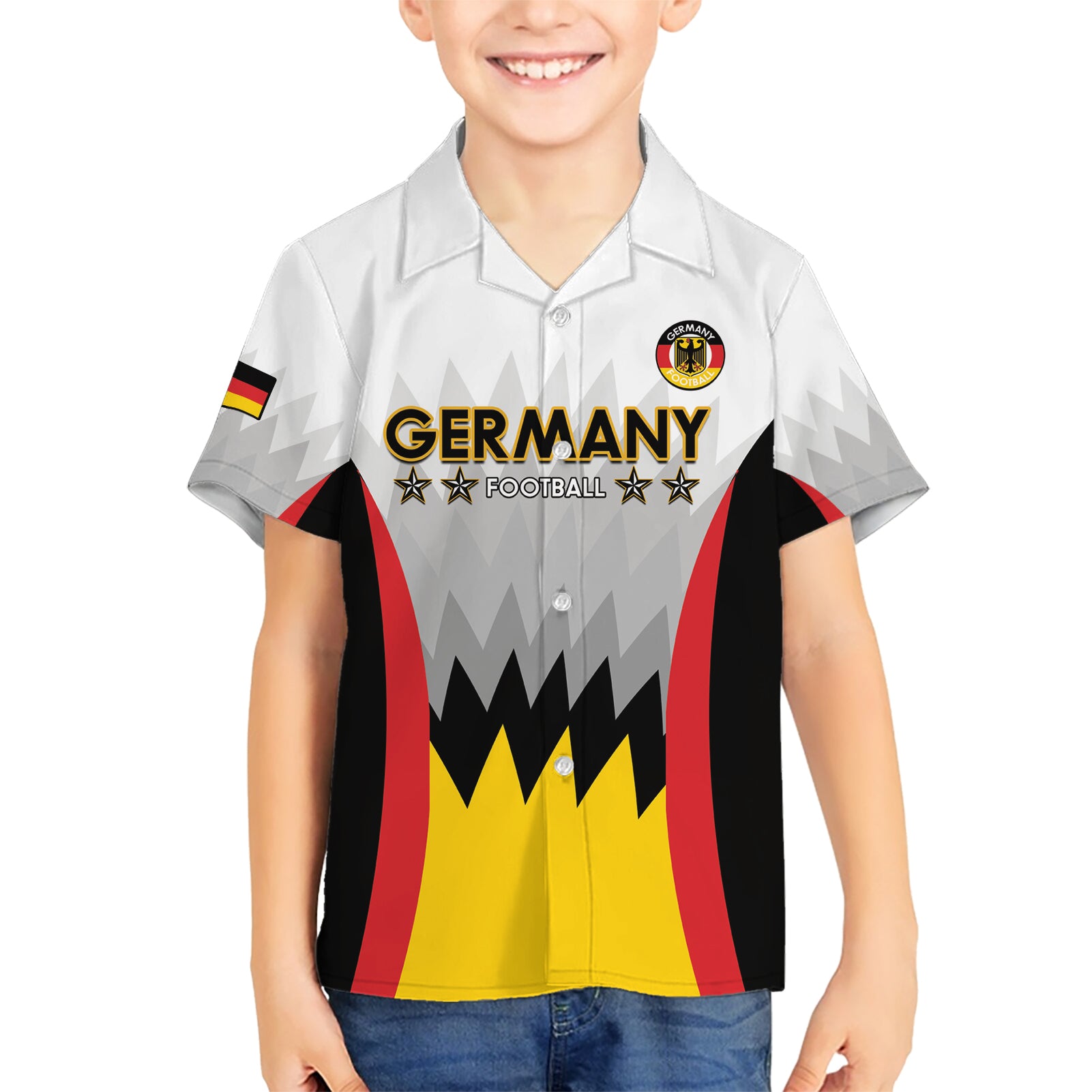 Custom Germany Football Kid Hawaiian Shirt 2024 Nationalelf - White Version - Wonder Print Shop