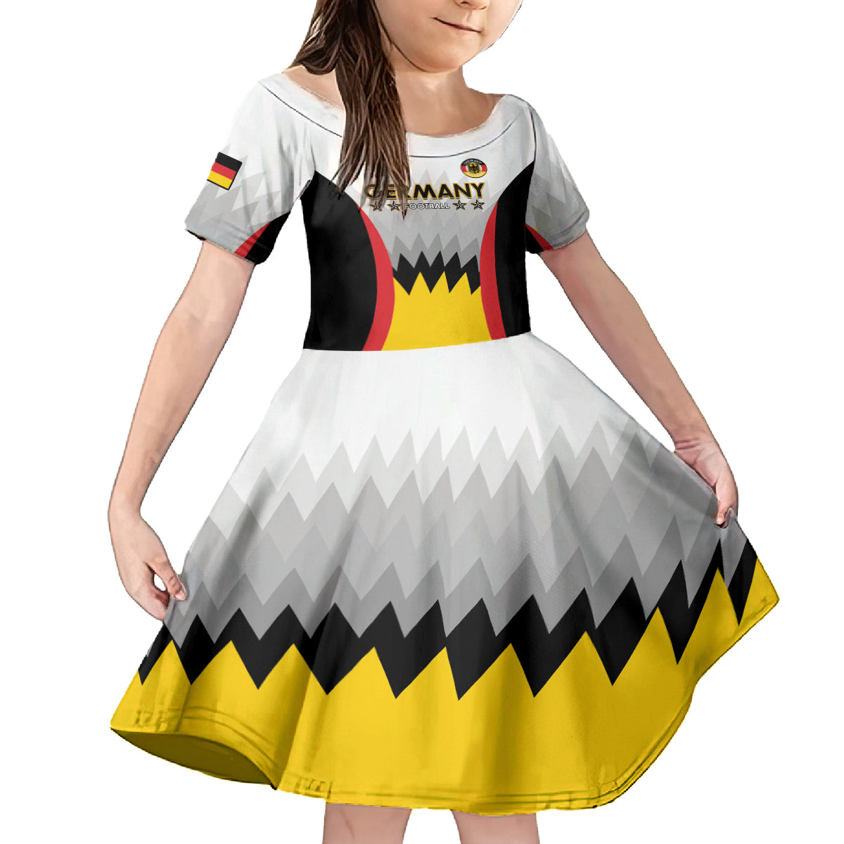 Custom Germany Football Kid Short Sleeve Dress 2024 Nationalelf - White Version - Wonder Print Shop