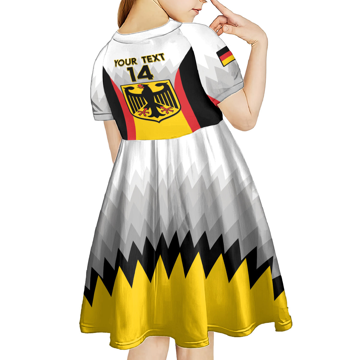 Custom Germany Football Kid Short Sleeve Dress 2024 Nationalelf - White Version - Wonder Print Shop