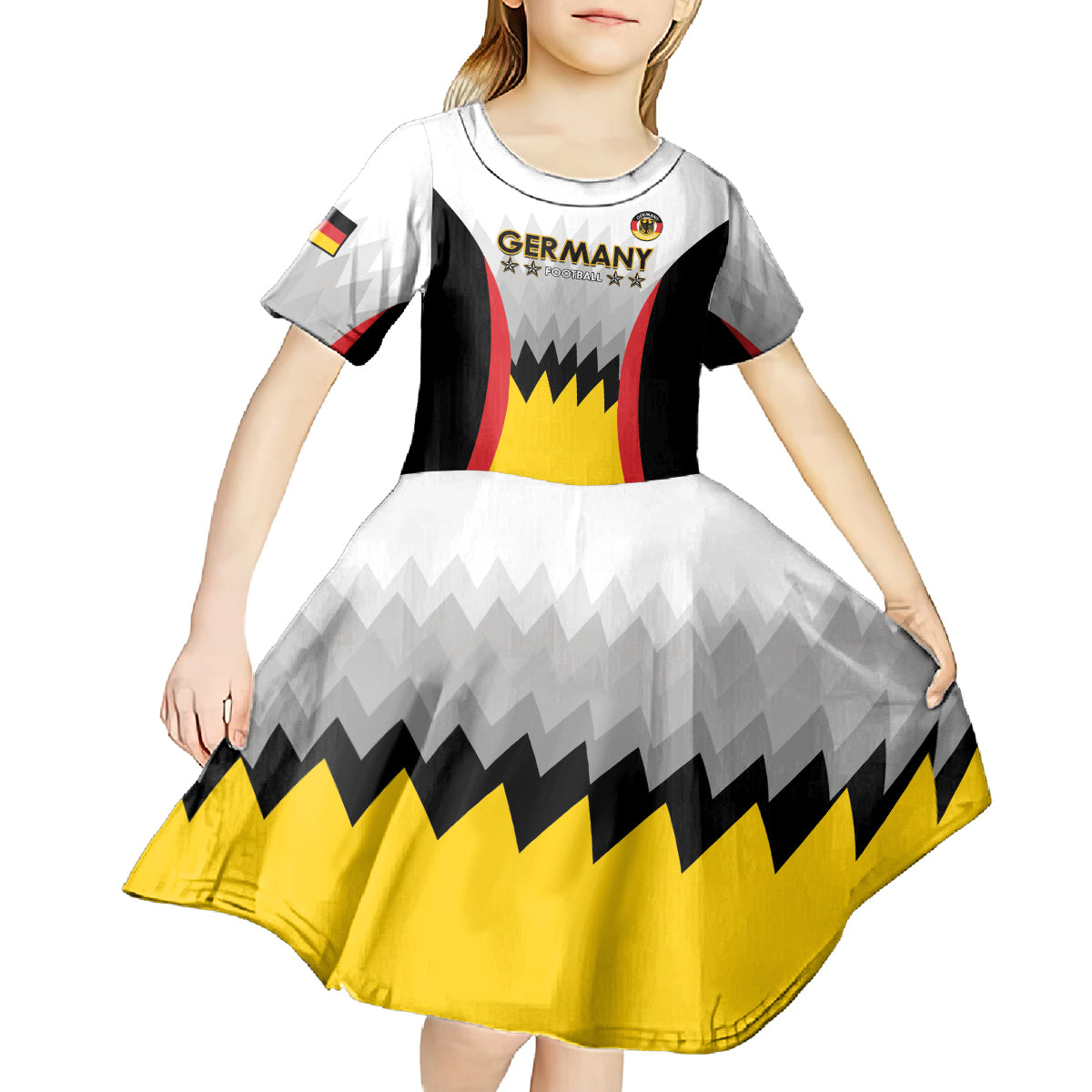 Custom Germany Football Kid Short Sleeve Dress 2024 Nationalelf - White Version - Wonder Print Shop