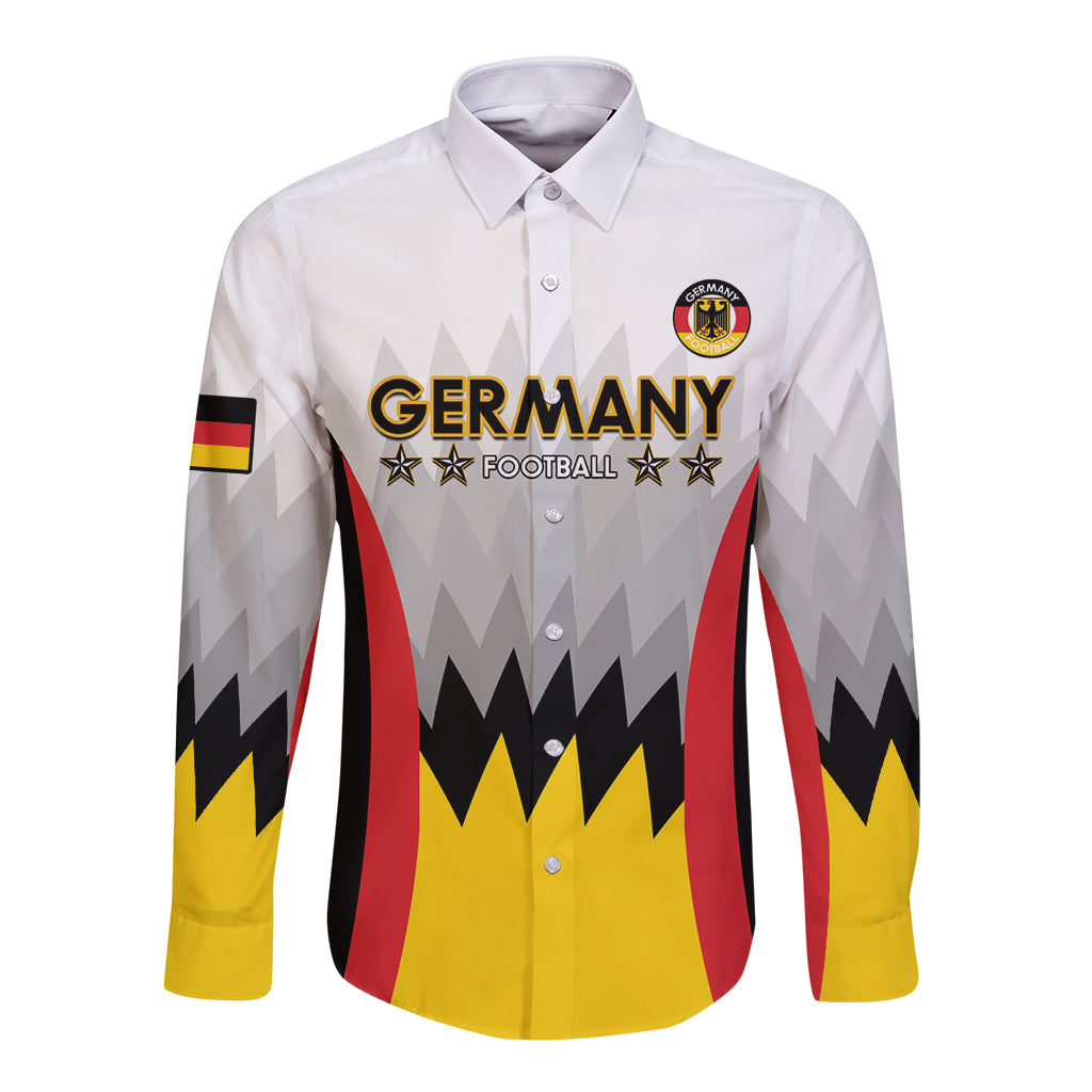 Custom Germany Football Long Sleeve Button Shirt 2024 Nationalelf - White Version - Wonder Print Shop