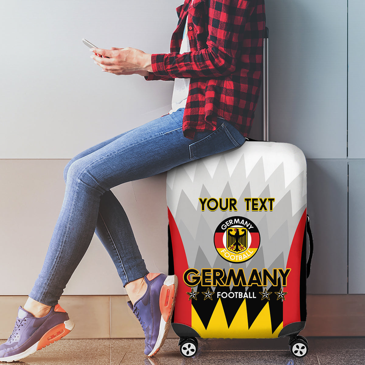 Custom Germany Football Luggage Cover 2024 Nationalelf - White Version - Wonder Print Shop