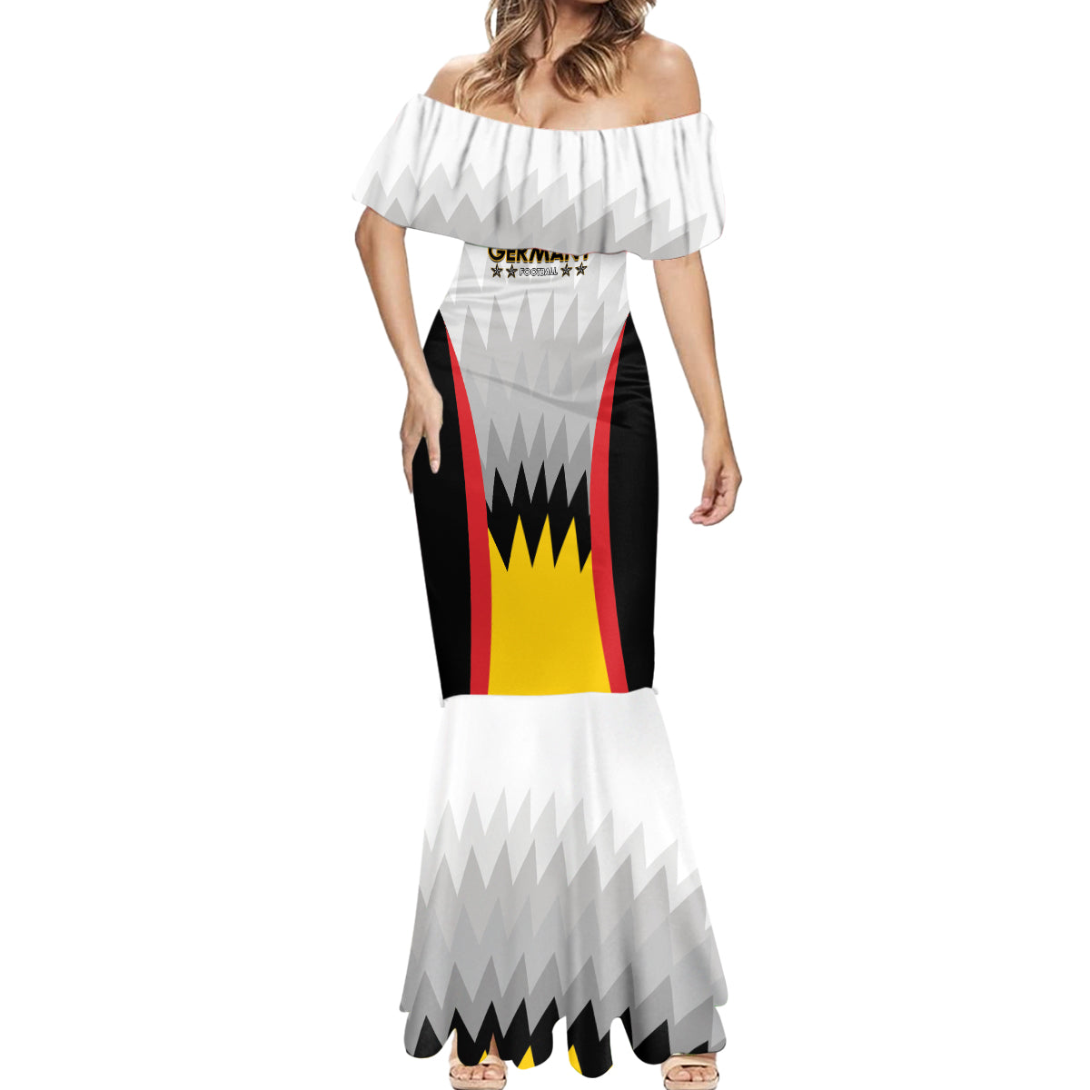 Custom Germany Football Mermaid Dress 2024 Nationalelf - White Version - Wonder Print Shop