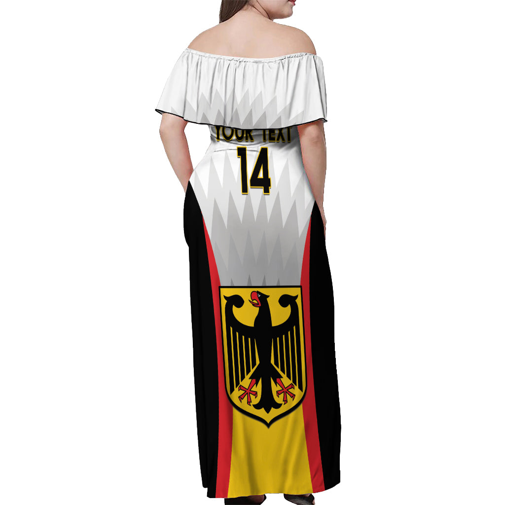 Custom Germany Football Off Shoulder Maxi Dress 2024 Nationalelf - White Version - Wonder Print Shop