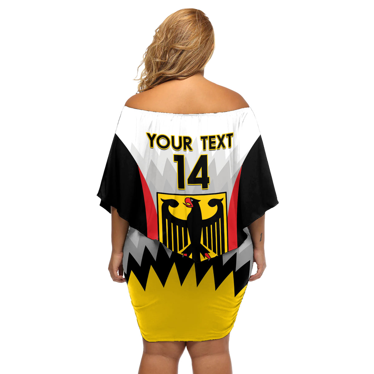 Custom Germany Football Off Shoulder Short Dress 2024 Nationalelf - White Version - Wonder Print Shop