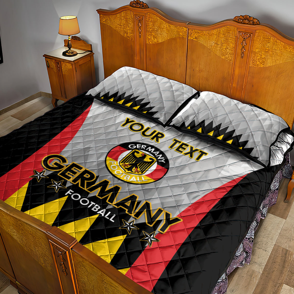 Custom Germany Football Quilt Bed Set 2024 Nationalelf - White Version - Wonder Print Shop