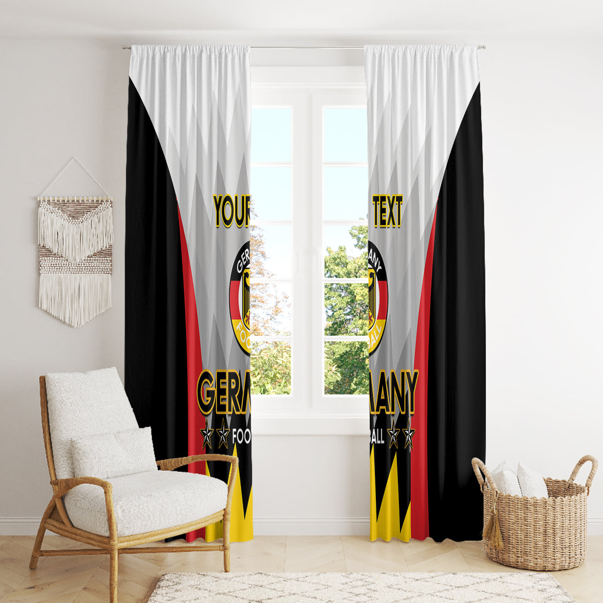 Custom Germany Football Window Curtain 2024 Nationalelf - White Version - Wonder Print Shop