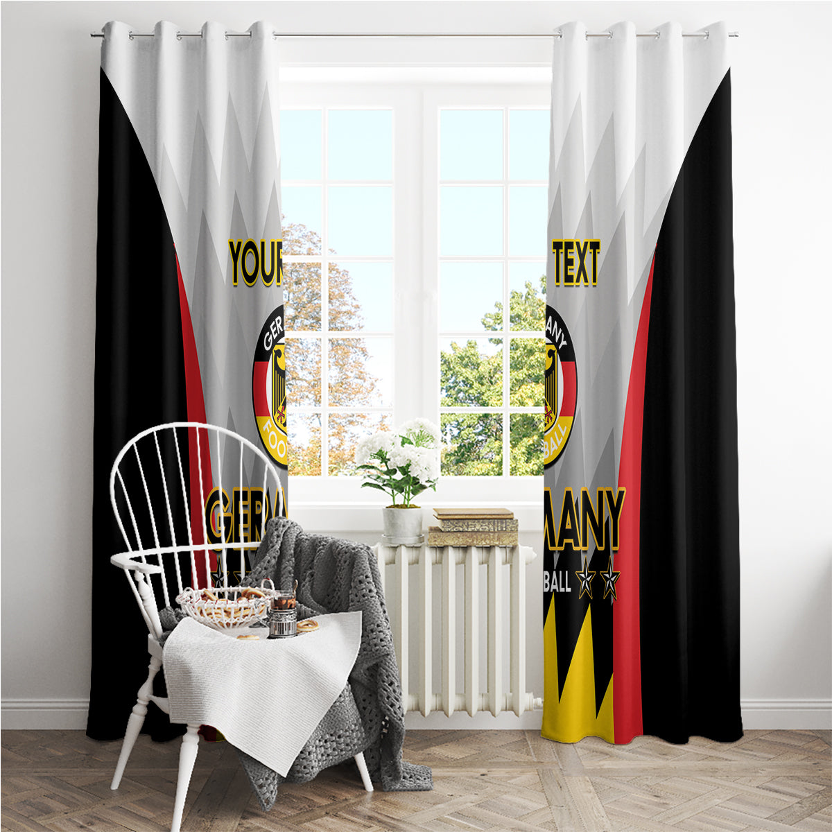 Custom Germany Football Window Curtain 2024 Nationalelf - White Version - Wonder Print Shop