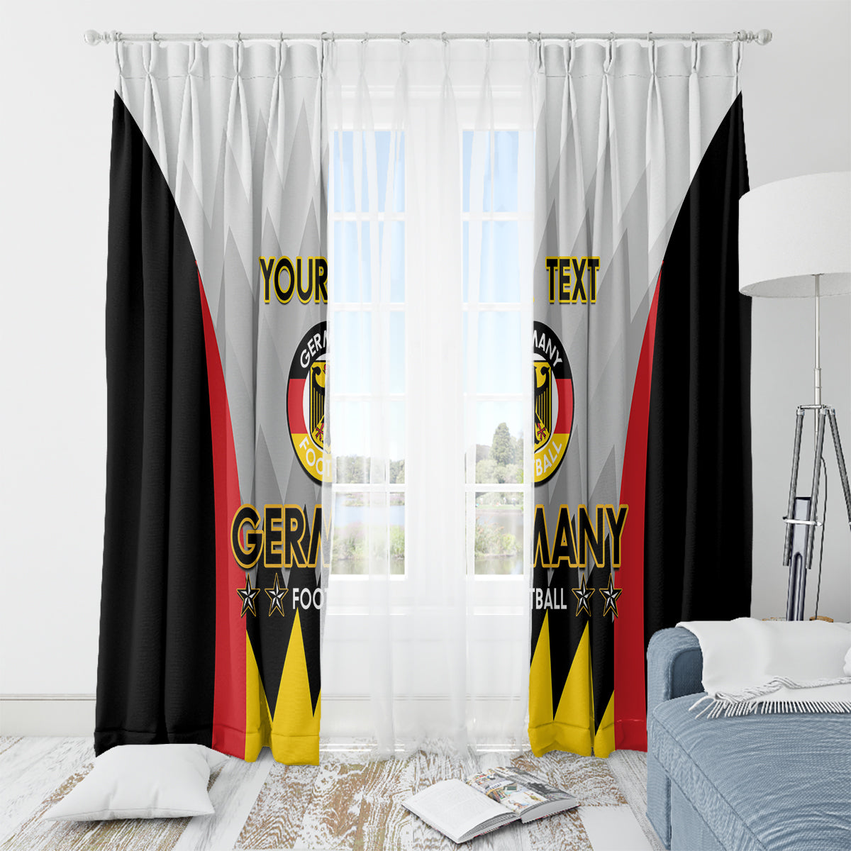 Custom Germany Football Window Curtain 2024 Nationalelf - White Version - Wonder Print Shop