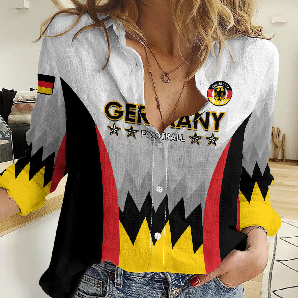 Custom Germany Football Women Casual Shirt 2024 Nationalelf - White Version - Wonder Print Shop