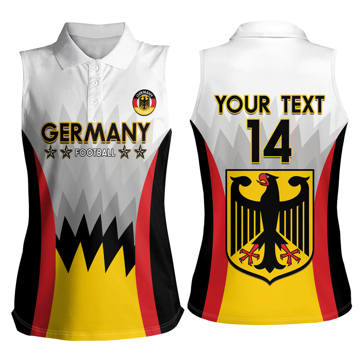 Custom Germany Football Women Sleeveless Polo Shirt 2024 Nationalelf - White Version - Wonder Print Shop