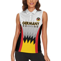 Custom Germany Football Women Sleeveless Polo Shirt 2024 Nationalelf - White Version - Wonder Print Shop