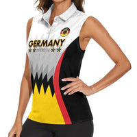 Custom Germany Football Women Sleeveless Polo Shirt 2024 Nationalelf - White Version - Wonder Print Shop