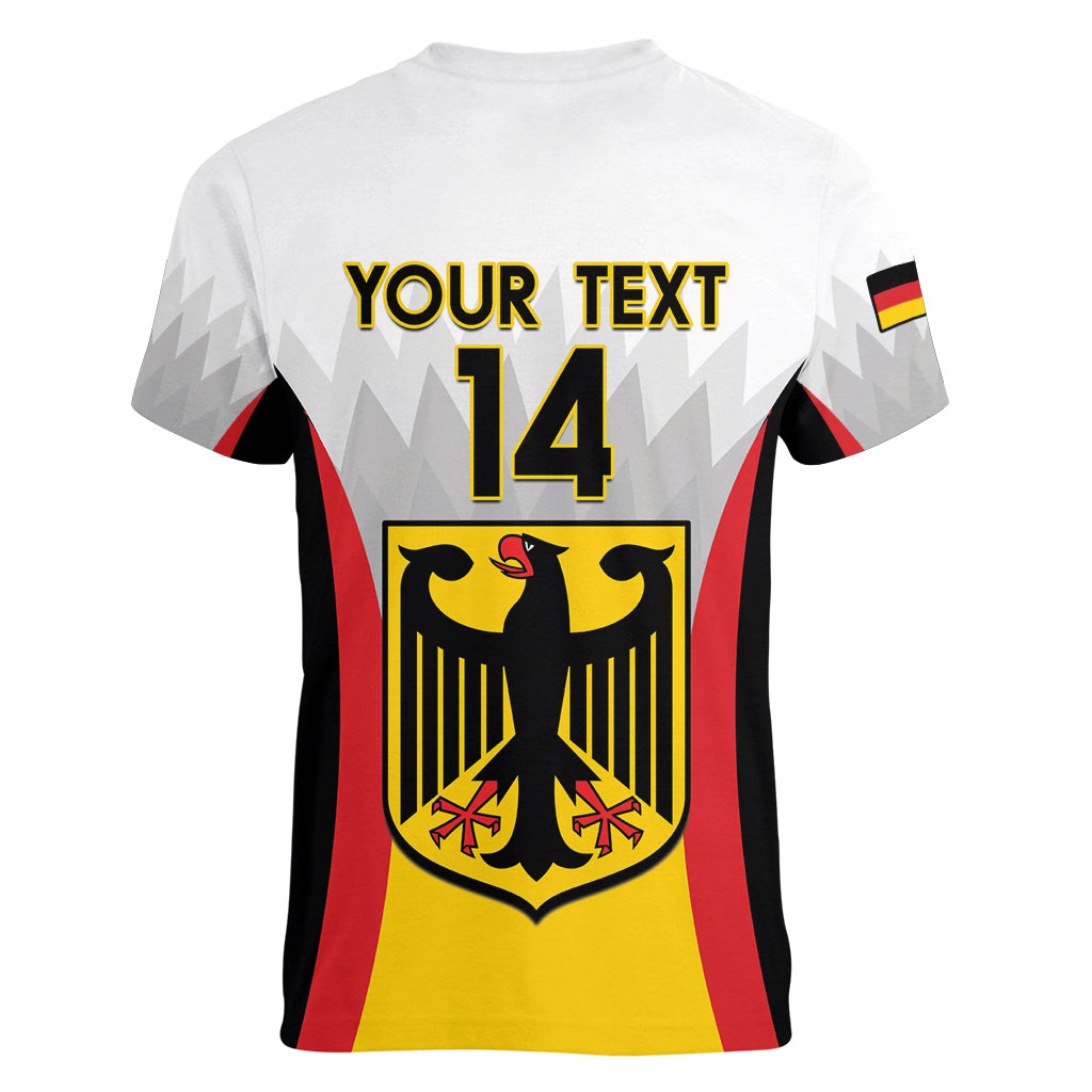 Custom Germany Football Women V-Neck T-Shirt 2024 Nationalelf - White Version - Wonder Print Shop