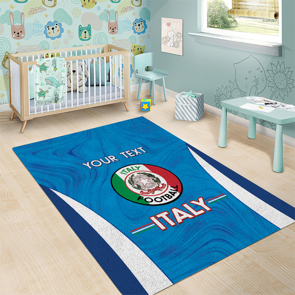 Custom Italy Football Area Rug 2024 Gli Azzurri Marble Pattern - Wonder Print Shop