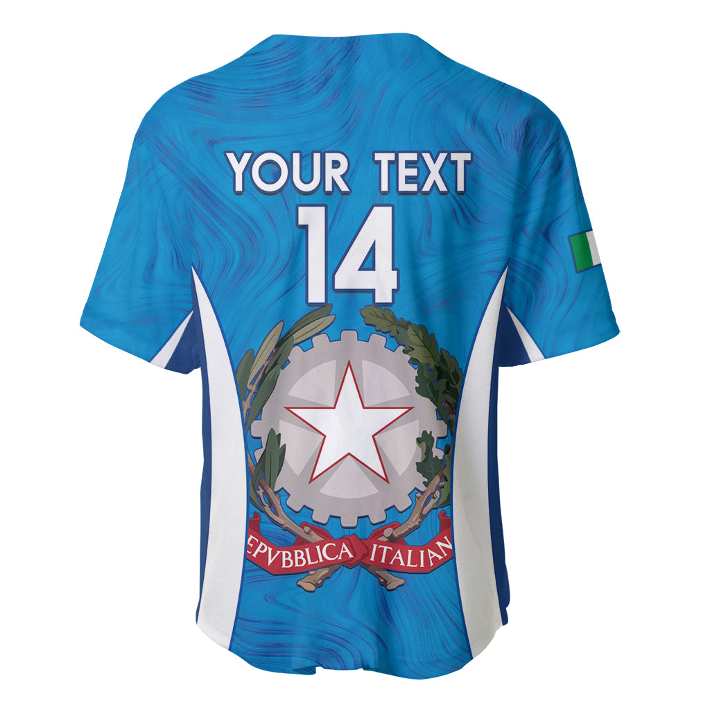 Custom Italy Football Baseball Jersey 2024 Gli Azzurri Marble Pattern - Wonder Print Shop