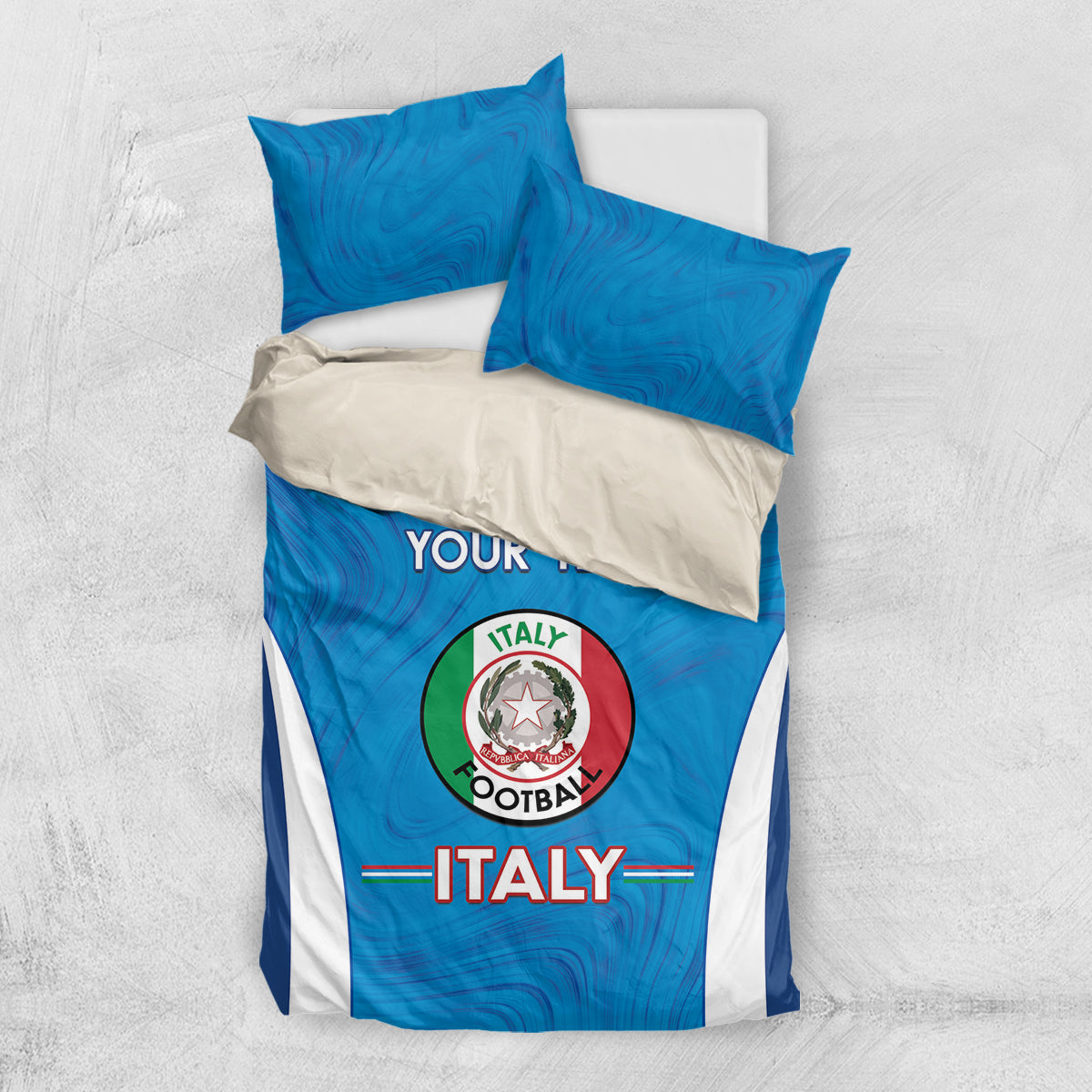 Custom Italy Football Bedding Set 2024 Gli Azzurri Marble Pattern - Wonder Print Shop