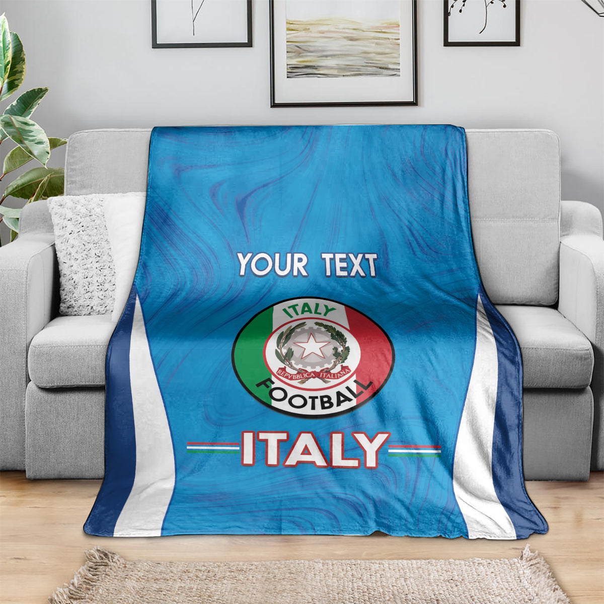 Custom Italy Football Blanket 2024 Gli Azzurri Marble Pattern