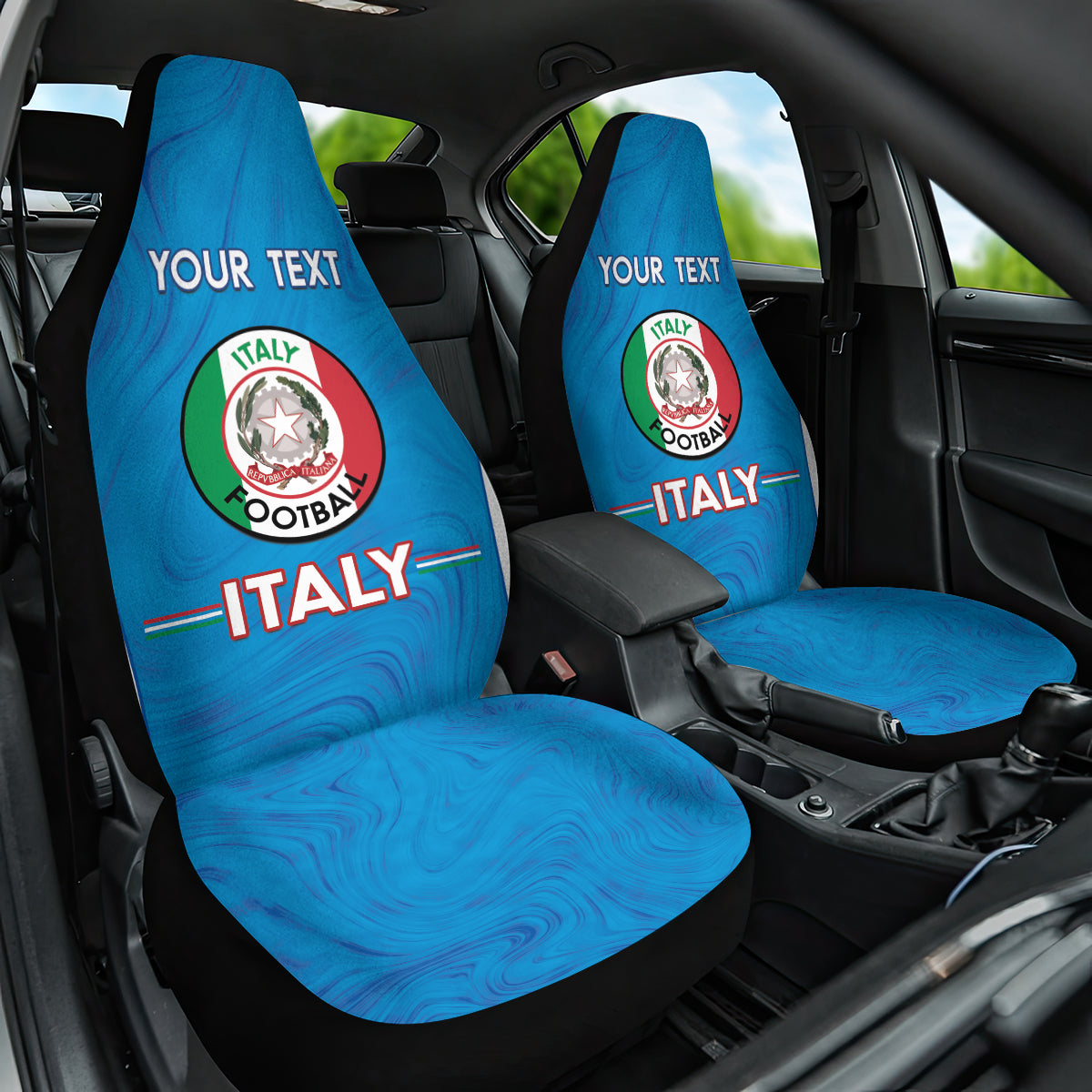 Custom Italy Football Car Seat Cover 2024 Gli Azzurri Marble Pattern