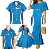 Custom Italy Football Family Matching Mermaid Dress and Hawaiian Shirt 2024 Gli Azzurri Marble Pattern - Wonder Print Shop