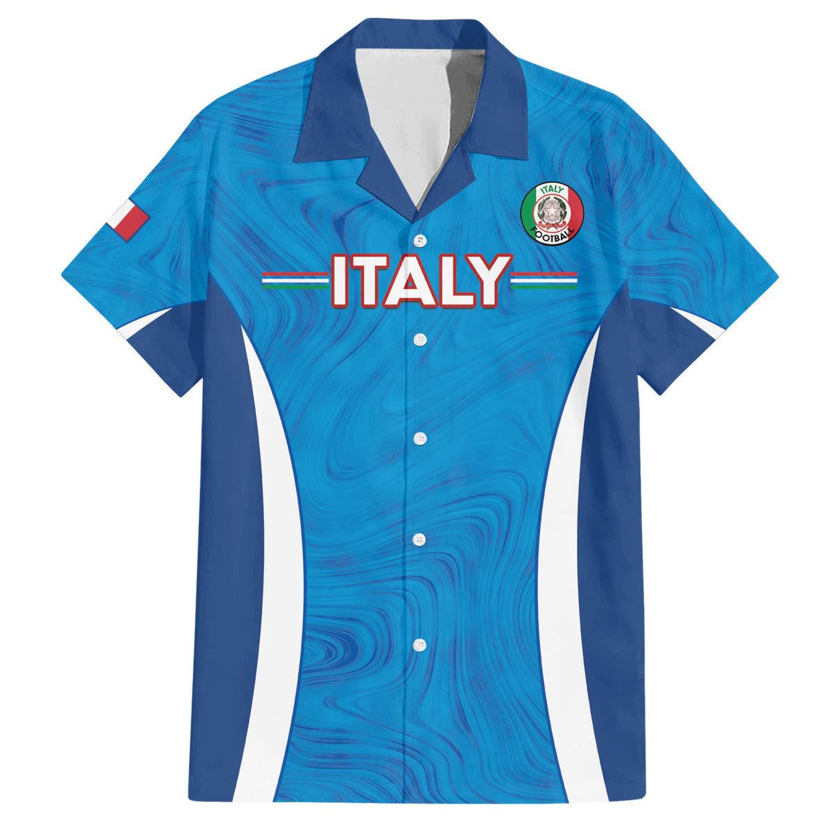 Custom Italy Football Family Matching Short Sleeve Bodycon Dress and Hawaiian Shirt 2024 Gli Azzurri Marble Pattern - Wonder Print Shop